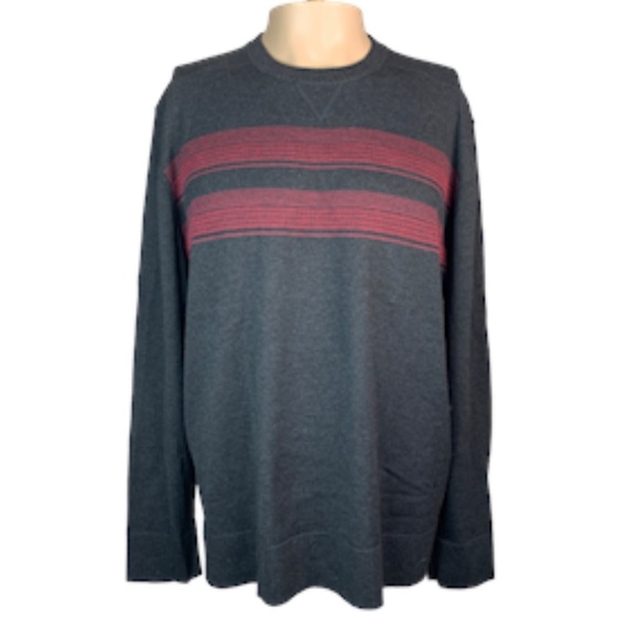 SmartWool Men's XL Sparwood Stripe Crew Sweater Charcoal Heather Maroon - Picture 2 of 11
